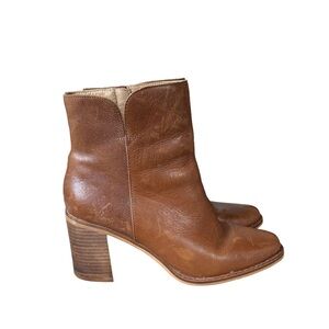 Lucky Brand Distressed Leather Ankle Bootie Genuine Leather - Tan Women’s Size 9